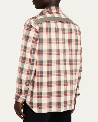 Rick Owens Men's Cotton Plaid Overshirt | Thumbnail 3 Rick Owens Men's Cotton Plaid Overshirt | Thumbnail 3