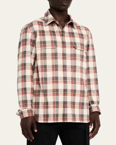 Rick Owens Men's Cotton Plaid Overshirt | Thumbnail 4 Rick Owens Men's Cotton Plaid Overshirt | Thumbnail 4