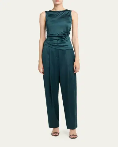 Giorgio Armani Pleated Silk Straight-Leg Trousers | Thumbnail 2 Giorgio Armani Pleated Silk Straight-Leg Trousers | Thumbnail 2