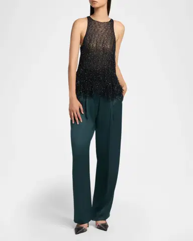 Giorgio Armani Pleated Silk Straight-Leg Trousers | Thumbnail 6 Giorgio Armani Pleated Silk Straight-Leg Trousers | Thumbnail 6