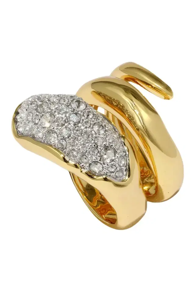 ALEXIS BITTAR Crystal Coiled Pebble Solaneles Ring