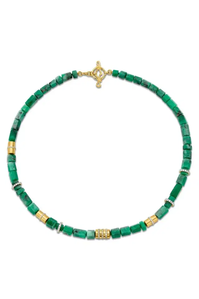 Emerald Large Beaded Necklace