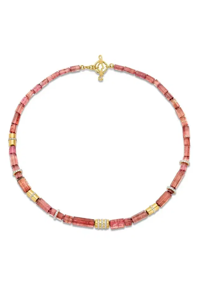 EDINA KISS Pink Tourmaline Beaded Necklace
