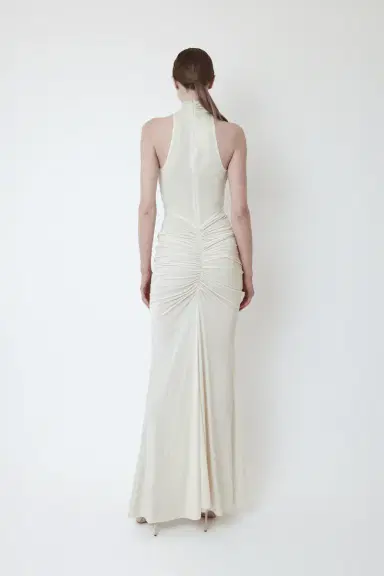 Lapointe Jersey Sleeveless Halter Ruched Gown | Thumbnail 2 Lapointe Jersey Sleeveless Halter Ruched Gown | Thumbnail 2