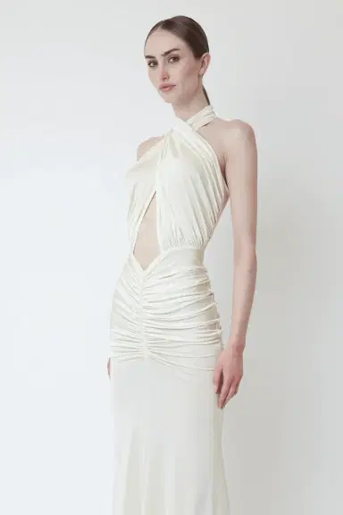 Lapointe Jersey Sleeveless Halter Ruched Gown | Thumbnail 3 Lapointe Jersey Sleeveless Halter Ruched Gown | Thumbnail 3