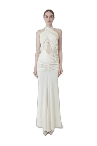 Lapointe Jersey Sleeveless Halter Ruched Gown | Thumbnail 1 Lapointe Jersey Sleeveless Halter Ruched Gown | Thumbnail 1