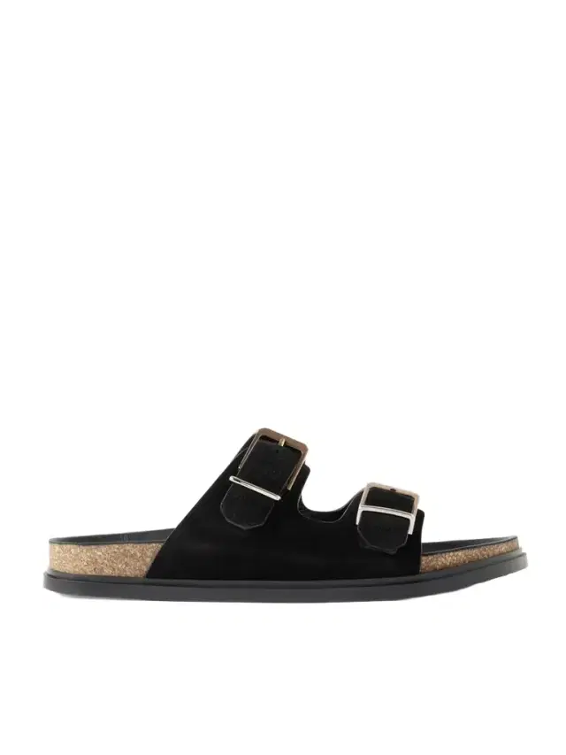 Buckled Suede Slides