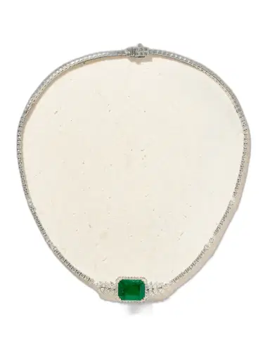 YEPREM 18-karat White Gold, Emerald And Diamond Necklace | Thumbnail 1