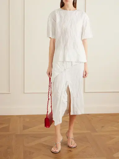 Proenza Schouler Hansly Crinkled-twill Midi Skirt | Thumbnail 2