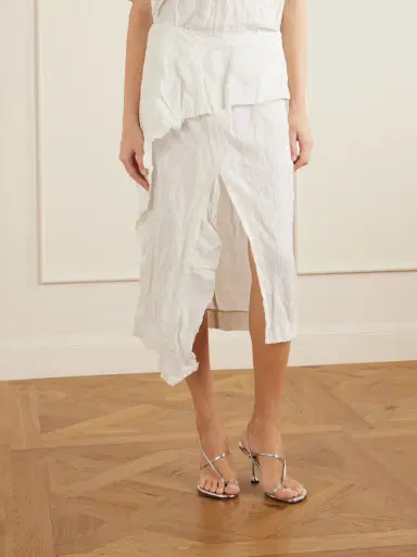 Proenza Schouler Hansly Crinkled-twill Midi Skirt | Thumbnail 3