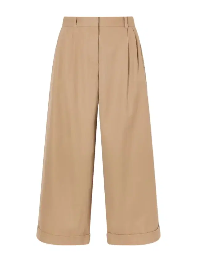 Lior Cropped Pleated Cotton And Cashmere-blend Wide-leg Pants