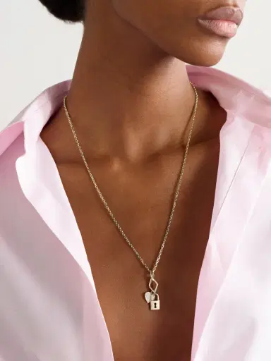 Sydney Evan Lock And Heart 14-karat Gold Diamond Necklace | Thumbnail 2 Sydney Evan Lock And Heart 14-karat Gold Diamond Necklace | Thumbnail 2