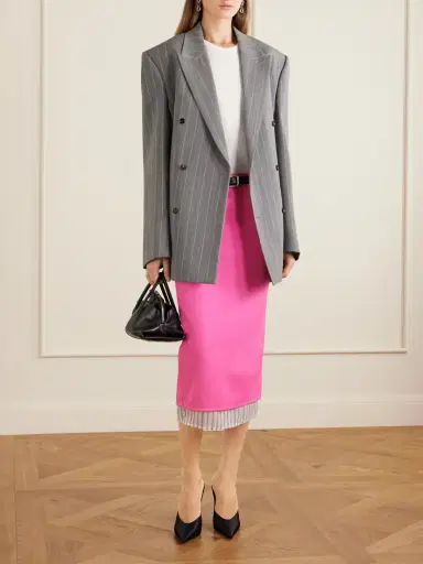 The Attico Layered Striped Wool-twill Midi Skirt | Thumbnail 2 The Attico Layered Striped Wool-twill Midi Skirt | Thumbnail 2