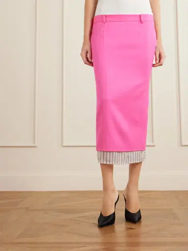 The Attico Layered Striped Wool-twill Midi Skirt | Thumbnail 3 The Attico Layered Striped Wool-twill Midi Skirt | Thumbnail 3