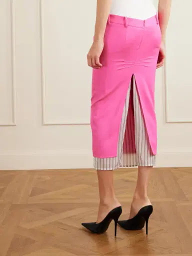 The Attico Layered Striped Wool-twill Midi Skirt | Thumbnail 4 The Attico Layered Striped Wool-twill Midi Skirt | Thumbnail 4