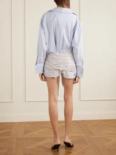 The Attico Belted Striped Cotton-poplin Mini Dress | Thumbnail 3