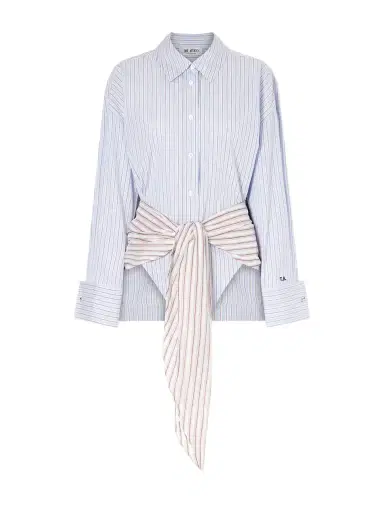 The Attico Belted Striped Cotton-poplin Mini Dress | Thumbnail 1