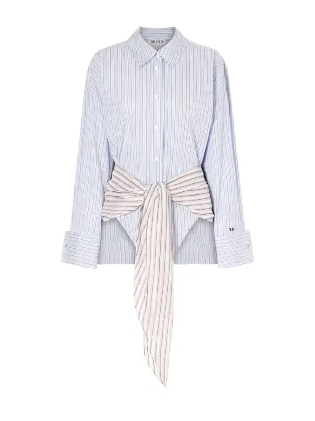 Belted Striped Cotton-poplin Mini Dress