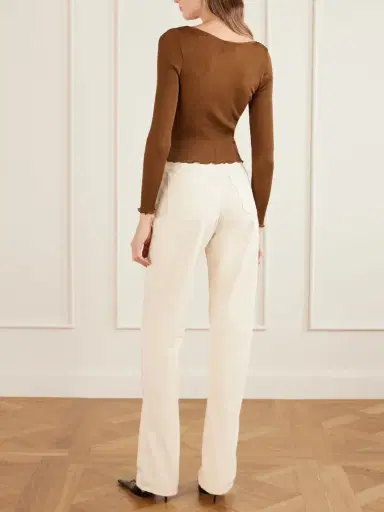 Saint Laurent Lace-trimmed Ribbed Silk-jersey Cardigan | Thumbnail 3 Saint Laurent Lace-trimmed Ribbed Silk-jersey Cardigan | Thumbnail 3