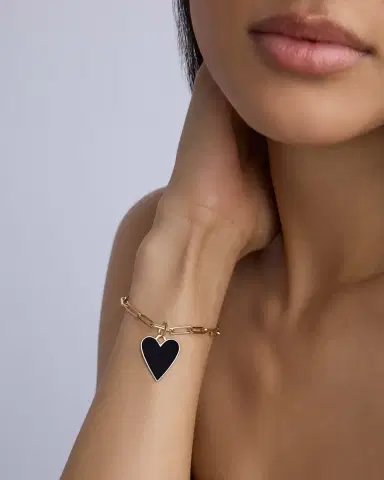 Jennifer Fisher Large Enamel Heart Charm in 18K Yellow Gold | Thumbnail 1