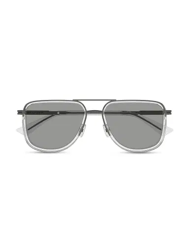 Bottega Veneta Men's 56MM Navigator Metal Sunglasses - Silver Grey | Thumbnail 2 Bottega Veneta Men's 56MM Navigator Metal Sunglasses - Silver Grey | Thumbnail 2