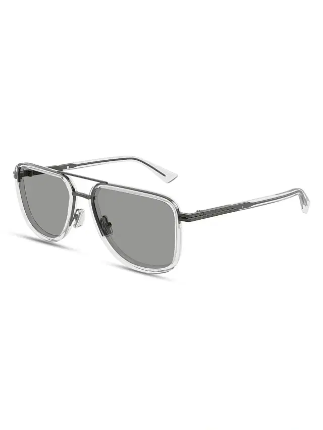 Bottega Veneta Men's 56MM Navigator Metal Sunglasses - Silver Grey