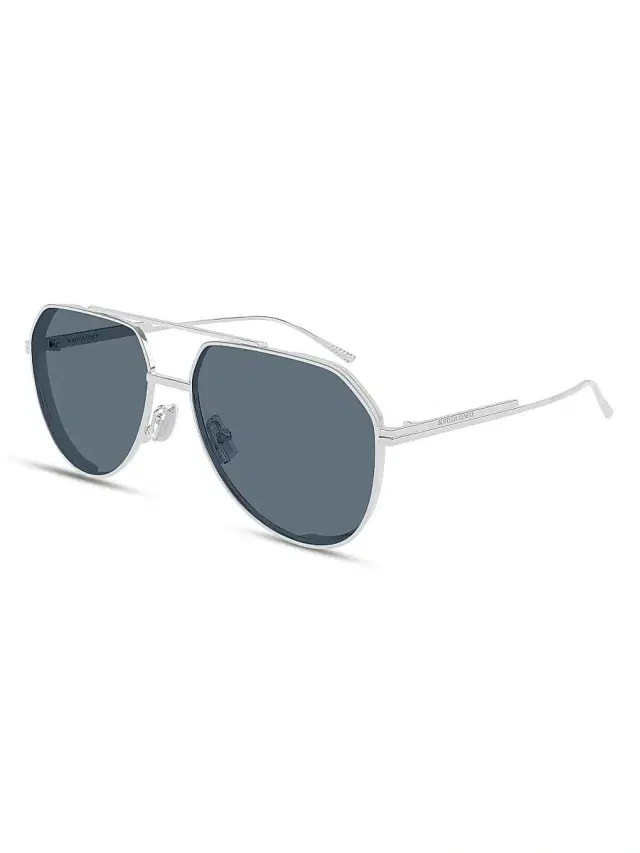 Bottega Veneta Men's Light Ribbon 60MM Pilot Metal Sunglasses - Silver Blue