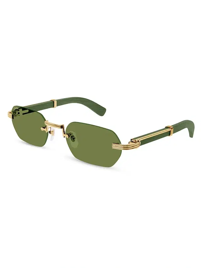 Men's Première De  54MM 24K-Gold-Plated Rimless Rectangular Sunglasses - Gold Green
