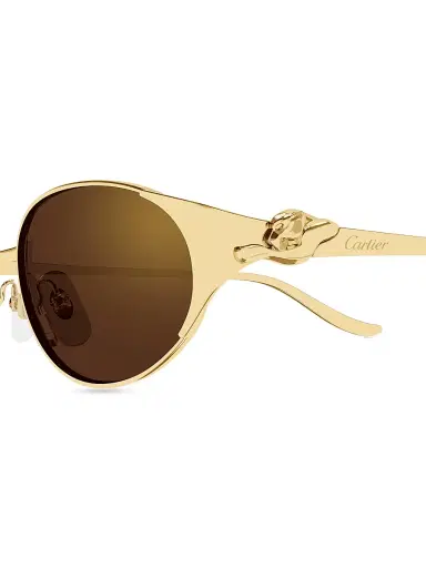 Cartier Women's Panthère Classic 53MM 24K-Gold-Plated Oval Sunglasses - Gold Brown | Thumbnail 3