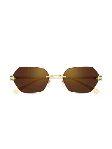 Cartier Women's Panthère Classic 55MM 24K-Gold-Plated Geometric Sunglasses - Gold Brown | Thumbnail 2