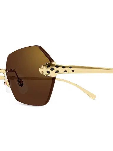 Cartier Women's Panthère Classic 55MM 24K-Gold-Plated Geometric Sunglasses - Gold Brown | Thumbnail 3