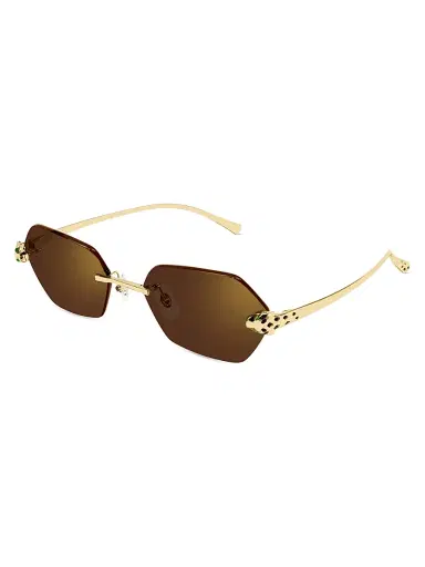 Cartier Women's Panthère Classic 55MM 24K-Gold-Plated Geometric Sunglasses - Gold Brown | Thumbnail 1