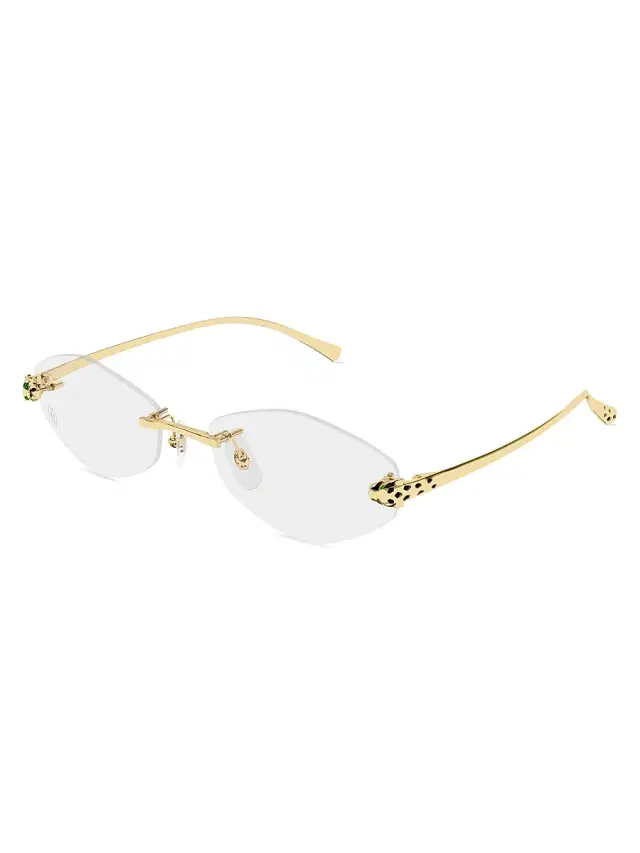 Cartier Women's Panthère Classic 56MM 24K-Gold-Plated Oval Optical Glasses - Gold Clear