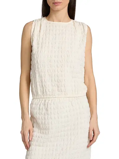 Proenza Schouler White Label Women's Bradley Textured Crewneck Top - Off White | Thumbnail 3 Proenza Schouler White Label Women's Bradley Textured Crewneck Top - Off White | Thumbnail 3