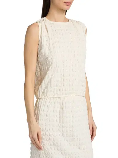 Proenza Schouler White Label Women's Bradley Textured Crewneck Top - Off White | Thumbnail 4 Proenza Schouler White Label Women's Bradley Textured Crewneck Top - Off White | Thumbnail 4