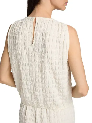 Proenza Schouler White Label Women's Bradley Textured Crewneck Top - Off White | Thumbnail 6 Proenza Schouler White Label Women's Bradley Textured Crewneck Top - Off White | Thumbnail 6