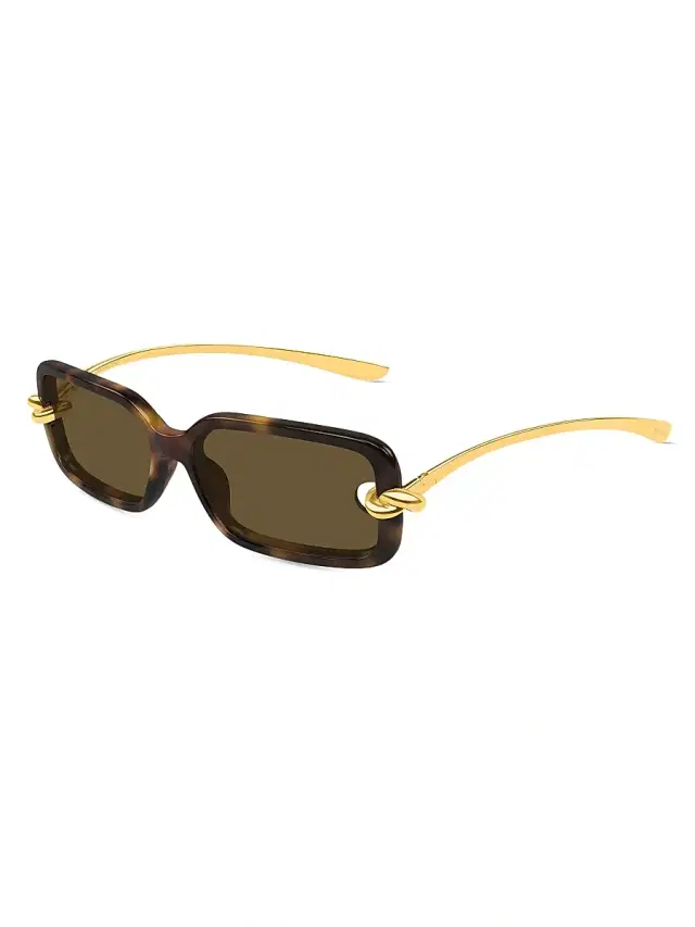 Bottega Veneta Women's Knot 56MM Rectangular Sunglasses - Gold Brown