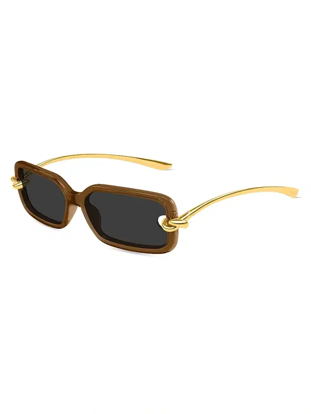 Bottega Veneta Women's Knot 56MM Rectangular Sunglasses - Gold Brown Black