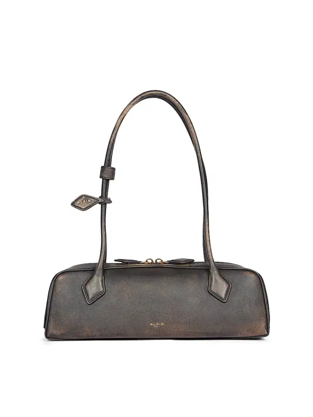 ALAIA Women's Le Teckel Distressed Leather Shoulder Bag - Ebene