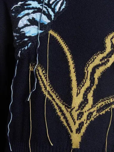 Erdem Women's Threaded Flower Wool Sweater - Navy | Thumbnail 7 Erdem Women's Threaded Flower Wool Sweater - Navy | Thumbnail 7