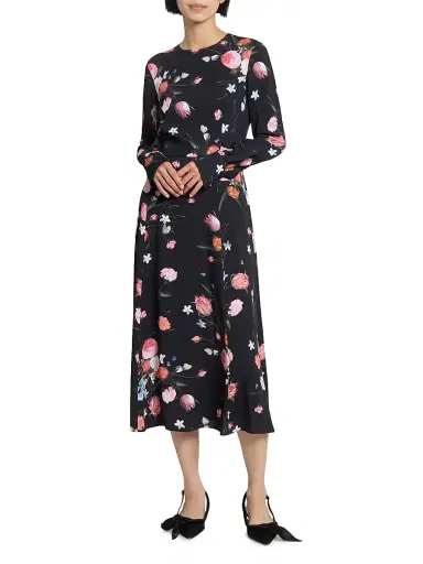 Erdem Women's Dutch Flower Midi-Dress - Dutch Flower Painting Black | Thumbnail 2 Erdem Women's Dutch Flower Midi-Dress - Dutch Flower Painting Black | Thumbnail 2