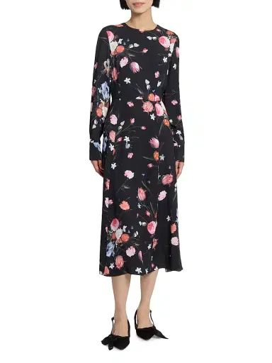 Erdem Women's Dutch Flower Midi-Dress - Dutch Flower Painting Black | Thumbnail 3 Erdem Women's Dutch Flower Midi-Dress - Dutch Flower Painting Black | Thumbnail 3
