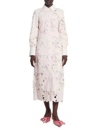 Erdem Women's Cameo Guipure Lace Shirtdress - Cameo Pink | Thumbnail 3 Erdem Women's Cameo Guipure Lace Shirtdress - Cameo Pink | Thumbnail 3