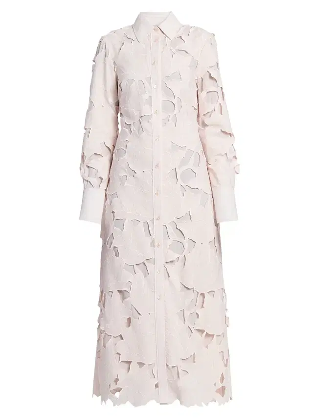 Women's Cameo Guipure Lace Shirtdress - Cameo Pink