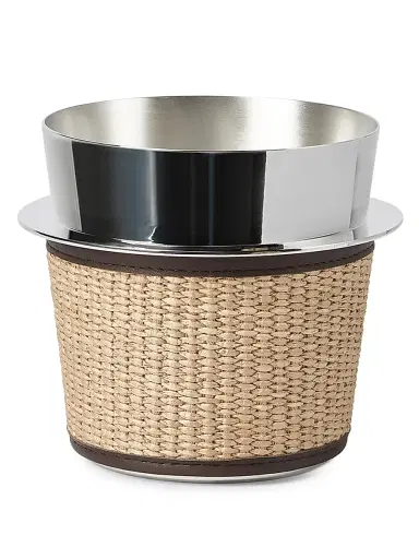 Brunello Cucinelli Silver-Plated Steel and Raffia-Effect Techno Cotton Ice Bucket - Rope | Thumbnail 1 Brunello Cucinelli Silver-Plated Steel and Raffia-Effect Techno Cotton Ice Bucket - Rope | Thumbnail 1