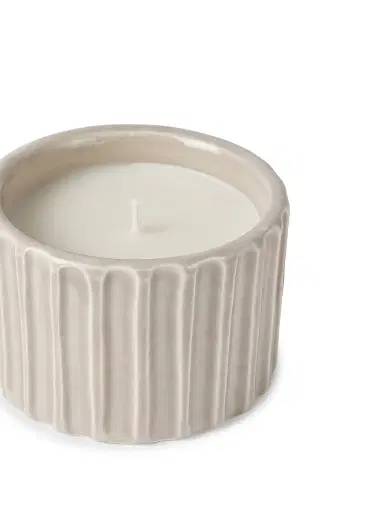 Brunello Cucinelli Small Scented Candle in Ridged Ceramic Vessel with Walnut Wood Lid - Milk | Thumbnail 3 Brunello Cucinelli Small Scented Candle in Ridged Ceramic Vessel with Walnut Wood Lid - Milk | Thumbnail 3