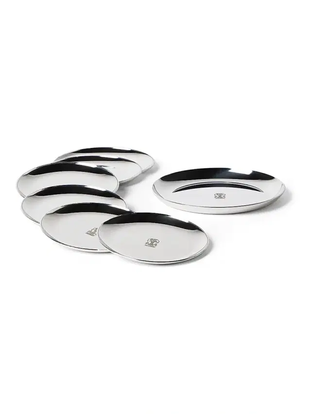 Brunello Cucinelli Silver-Plated Steel Bottle Coaster Set with 6 Coasters - Silver