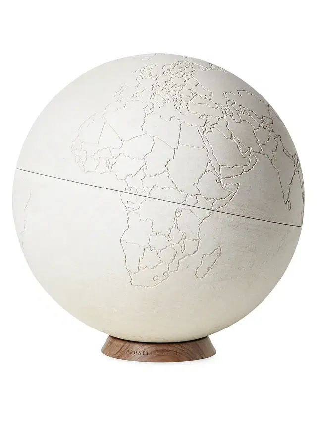 Stone and Walnut Wood Globe -