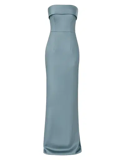 The New Arrivals Ilkyaz Ozel Women's Rhea Bosphorus Fog Satin Column Gown | Thumbnail 1 The New Arrivals Ilkyaz Ozel Women's Rhea Bosphorus Fog Satin Column Gown | Thumbnail 1