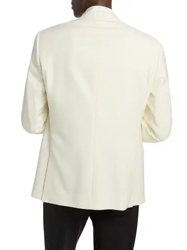 CORNELIANI Men's Virgin Wool Jacquard Dinner Jacket - Off White - Size 48 | Thumbnail 5